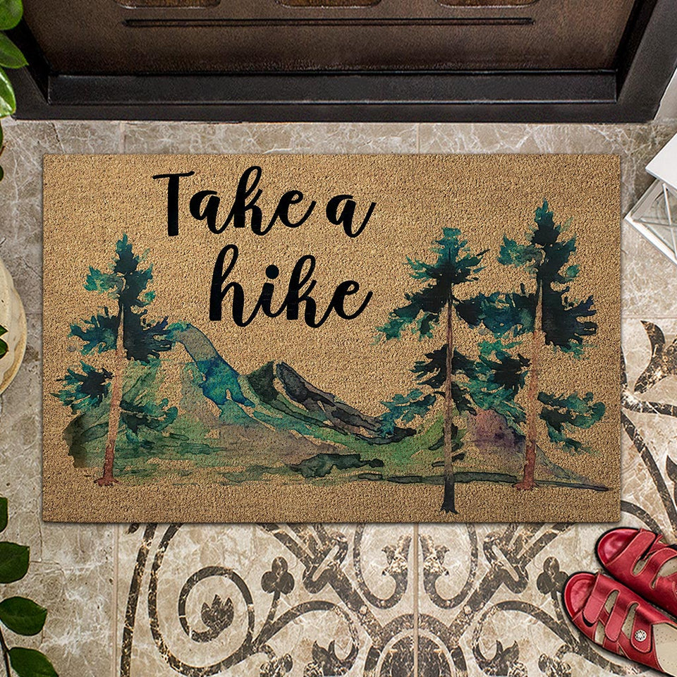 Take A Hike - Hiking Coir Pattern Print Doormat