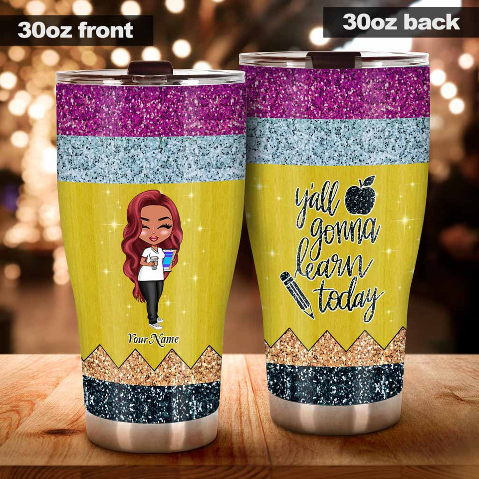 Teaching Is A Work of Heart - Personalized Teacher Tumbler With 3D Pattern Print