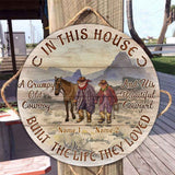 The Old Grumpy Cowboy - Personalized Horse Round Wood Sign