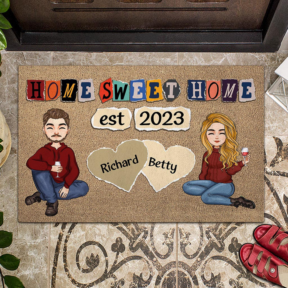 Home Sweet Home - Personalized Couple Doormat