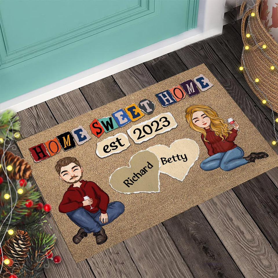 Home Sweet Home - Personalized Couple Doormat