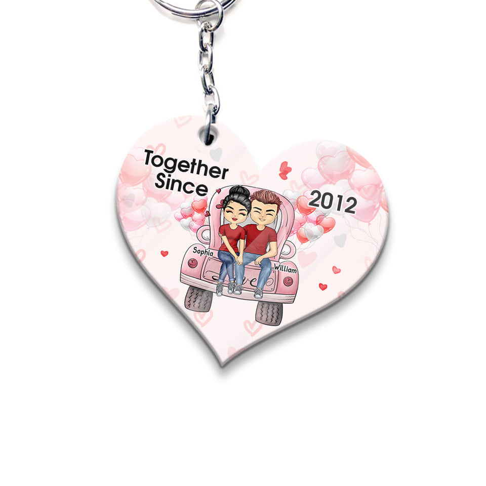 Together Since - Personalized Couple Keychain (Printed On Both Sides)