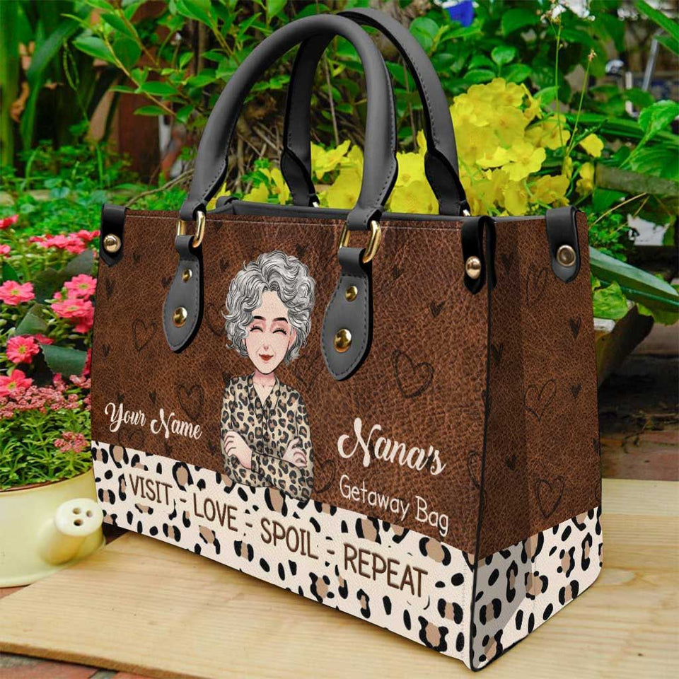 Nana's Get Away Bag - Personalized Mother's Day Grandma Leather Handbag