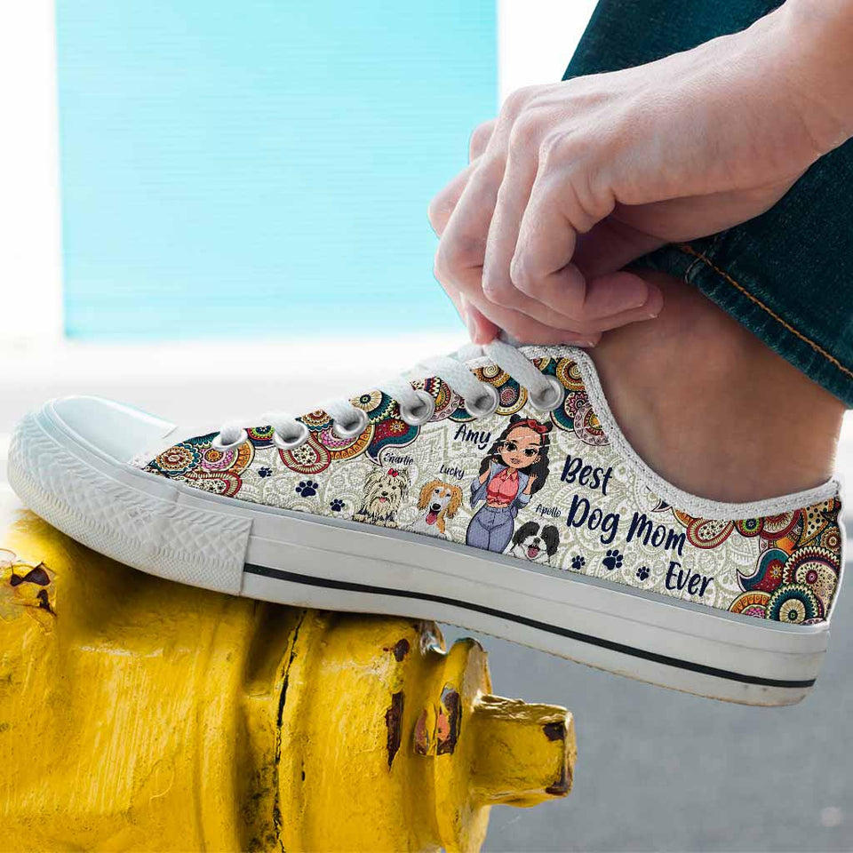 Best Dog Mom Ever - Personalized Dog Low Top Shoes