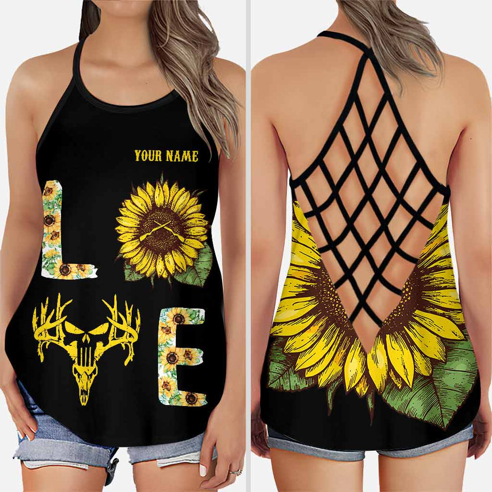 Country Girl - Personalized Hunting Cross Tank Top and Leggings