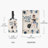 Collect Moments, Not Things - Personalized Travelling Leather Luggage Tag & Passport Holder