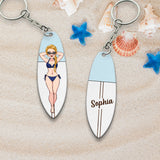 Laying On Board - Personalized Surfing Keychain (Printed On Both Sides)