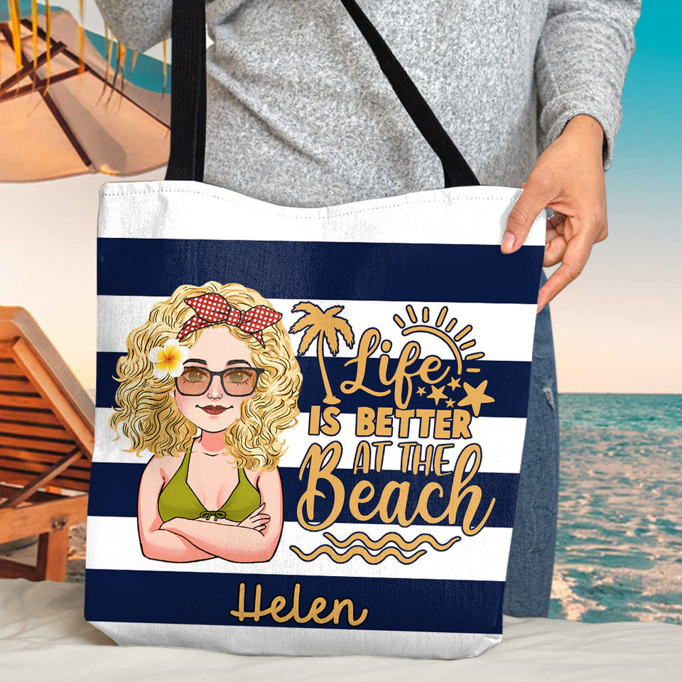 Beach Please - Personalized Sea Lover Tote Bag