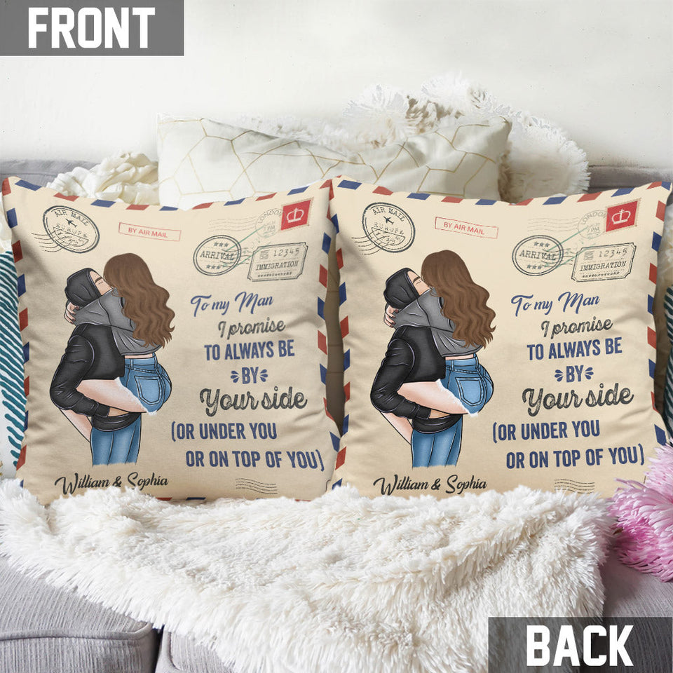 I Promise To Be By Your Side - Personalized Couple Throw Pillow