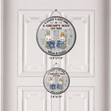 A Lovely Lady And A Grumpy Old Man Live Here - Personalized Couple Round Wood Sign