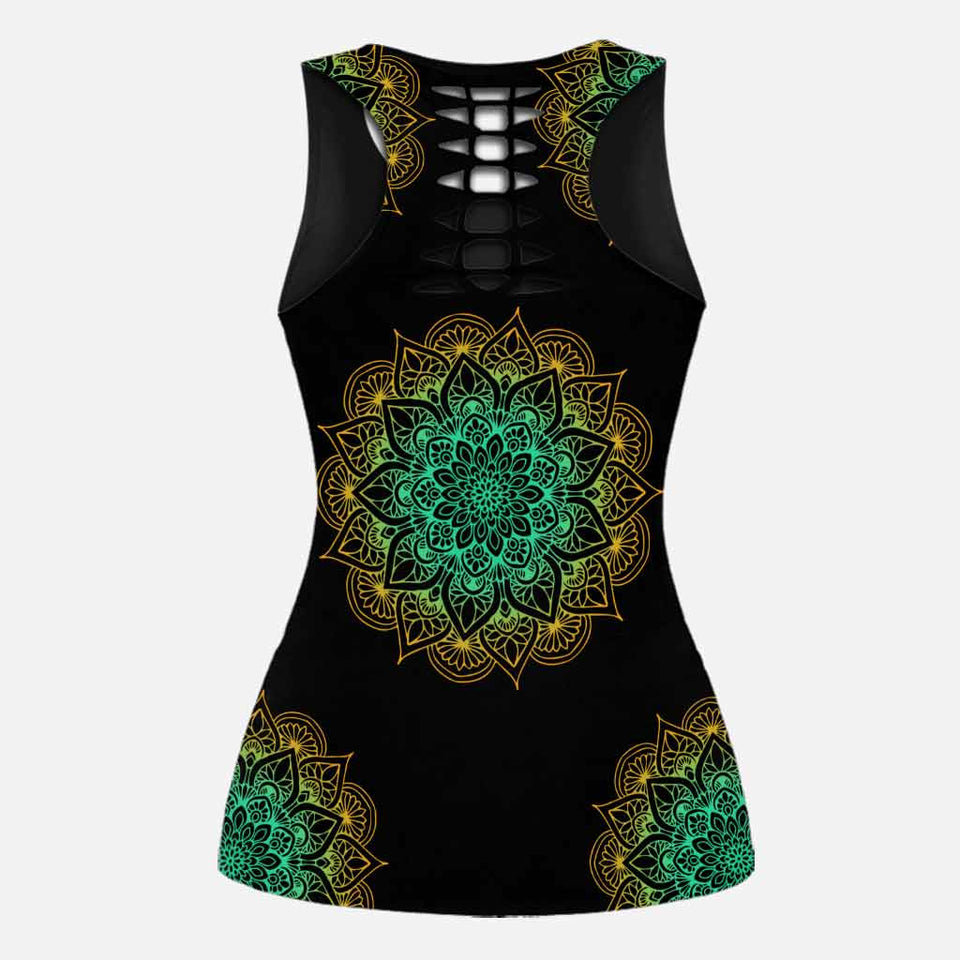 Inhale The Good - Personalized Yoga Hollow Tank Top and Leggings