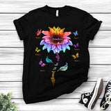Blessed To Be Called Grandma Colorful Sunflower With Butterflies - Personalized Mother's Day T-shirt and Hoodie