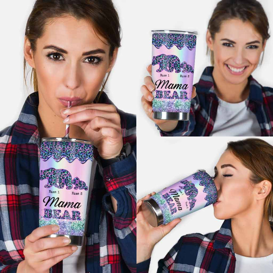 Mama Bear - Personalized Mother's Day Tumbler With 3D Pattern Print