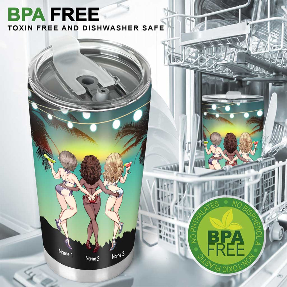 Beaches Booze And Besties - Personalized Bestie Tumbler