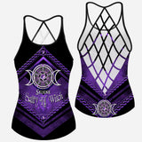 Salty Lil' Witch Purple Triple Moon - Personalized Witch Cross Tank Top