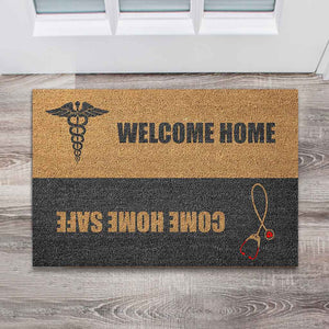 Come Home Safe - Nurse Coir Pattern Print Doormat