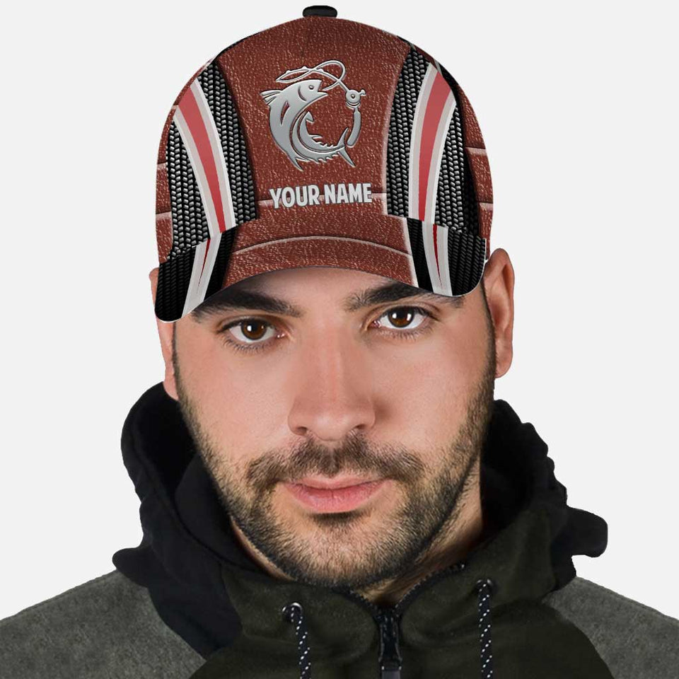 Love Fishing - Personalized Classic Cap With Metal Pattern Print