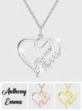 Personalized Couple Overlapping Heart Two Names Necklace