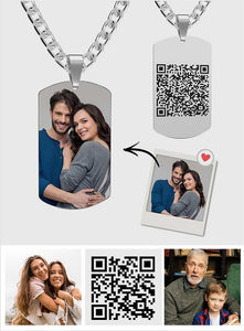 Any Photo - Personalized Men Engraved QR Code Necklace