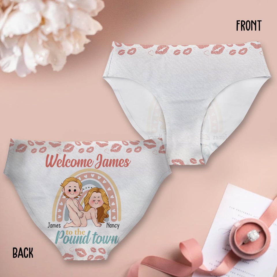Welcome To The Pound Town Inappropriate Adult - Personalized Couple Women Briefs