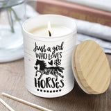 Just A Girl Who Loves Horses - Personalized Horse Candle With Wooden Lid