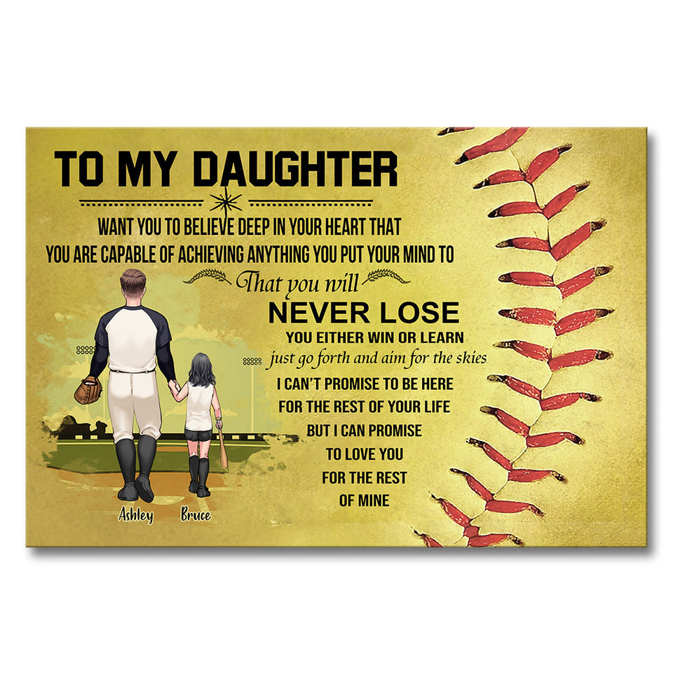You Will Never Lose - Personalized Softball Canvas And Poster