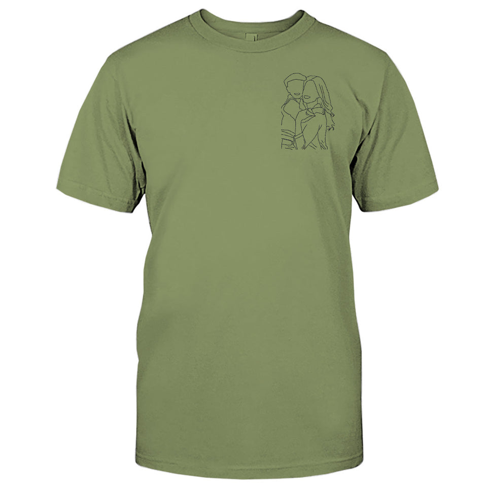 Custom Line Art - Personalized Step Mom Embroidered T-shirt