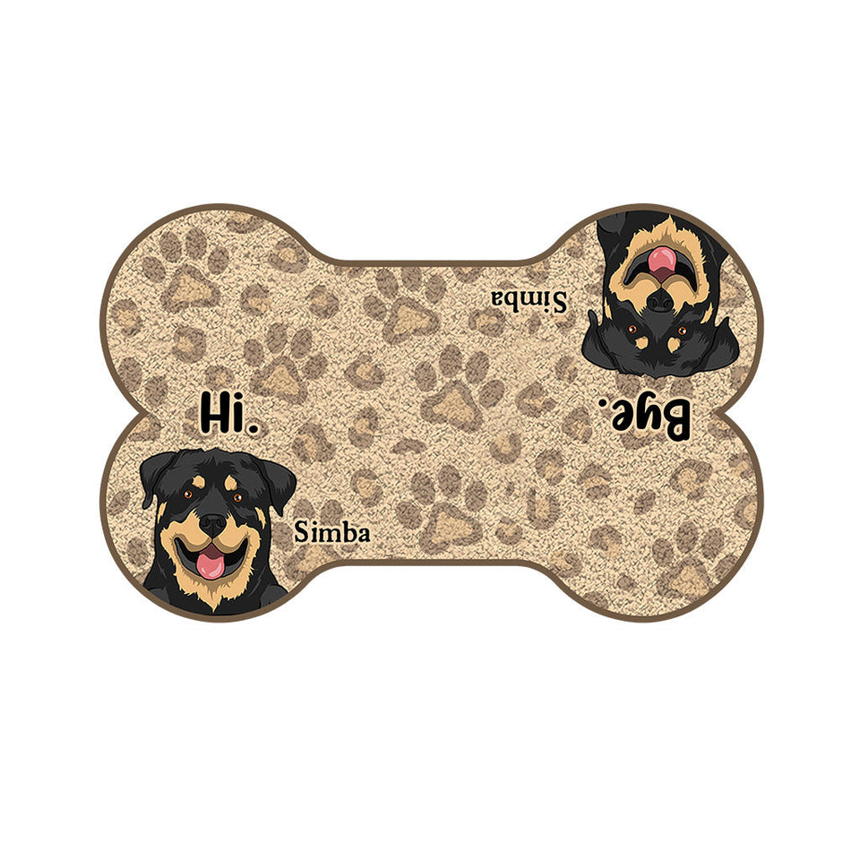 Hi Bye - Personalized Dog Shaped Doormat