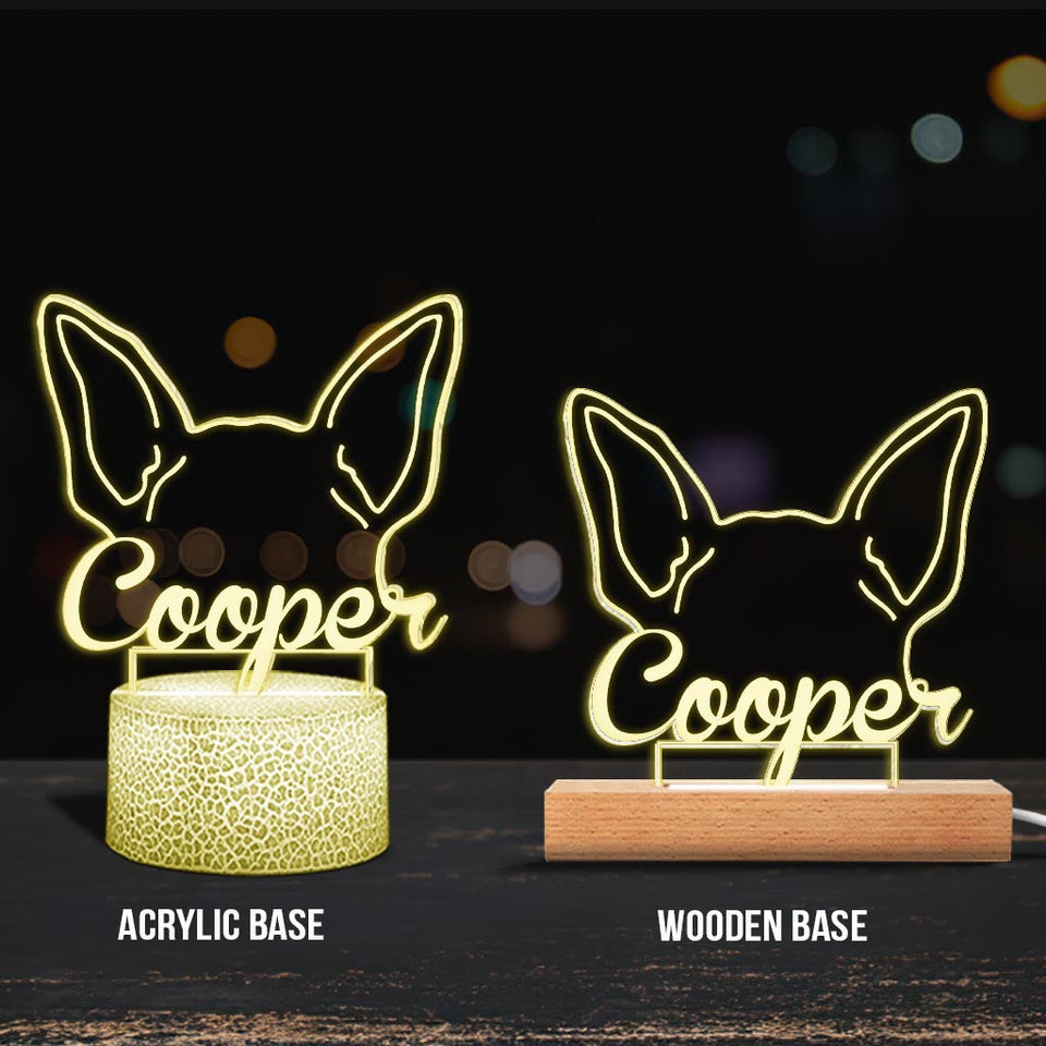 Dog's Ears Memorial Cute Personalized Gift - Gift for dog lovers, who lost dog - Personalized Shaped Plaque Light Base