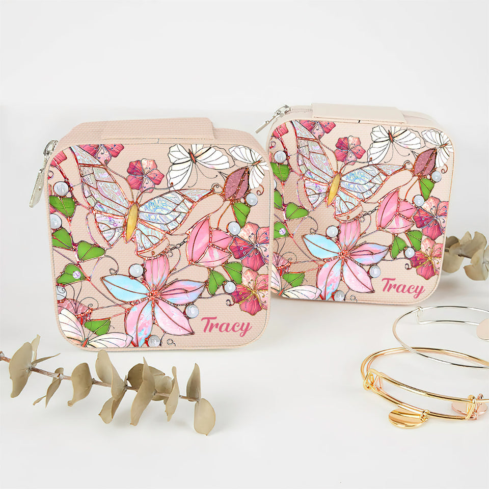Butterfly And Flower - Personalized Butterfly Jewelry Box