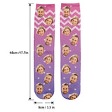 Custom Face Purple Pattern - Personalized Couple Socks
