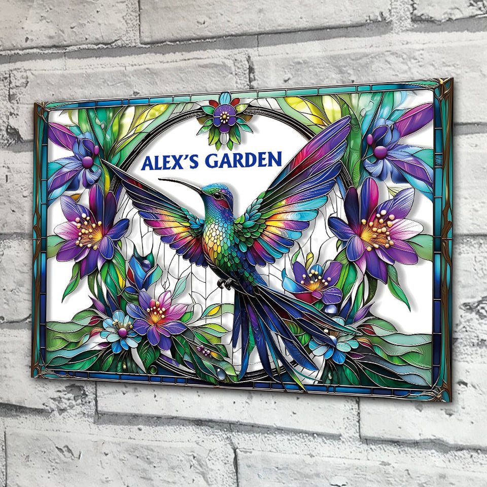Stunning Hummingbird, Bee, Butterfly... - Personalized Gardening Rectangle Metal Sign