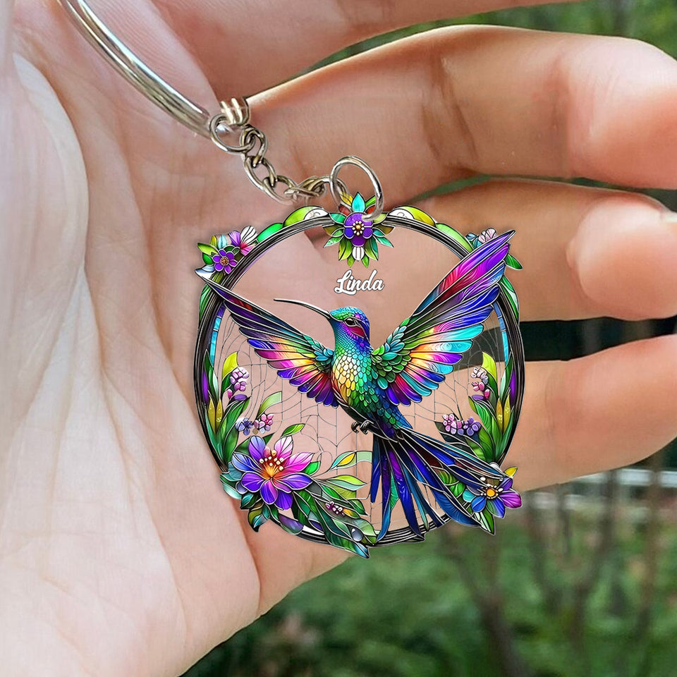 Stunning Humming Bird - Personalized Hummingbird Keychain