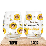 Nana's Reasons - Gift for grandma, mom, grandpa, dad - Personalized All Over Wine Glass