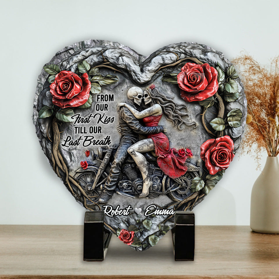 From Our First Kiss - Personalized Couple Heart Shaped Stone