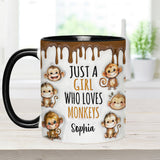 Just A Girl Who Loves Monkeys - Personalized Accent Mug