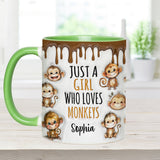 Just A Girl Who Loves Monkeys - Personalized Accent Mug