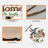 Home Sweet Home - Personalized Hummingbird Custom Shaped Wood Sign