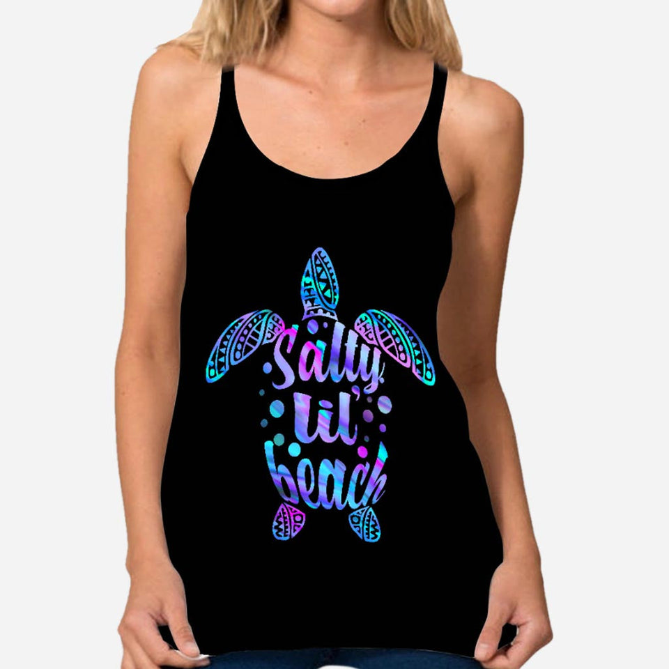 Salty LiL' Beach - Turtle Cross Tank Top
