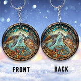 Colorful Turtle Couple - Personalized Turtle Keychain