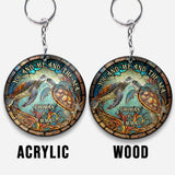 Colorful Turtle Couple - Personalized Turtle Keychain