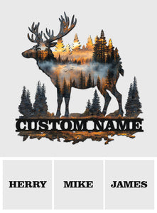 Custom Name Hunting Deer Sunset - Personalized Hunting Cut Metal Sign