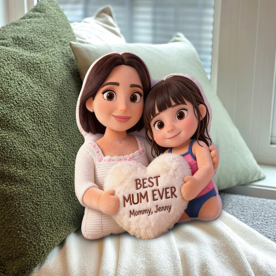 Best Mom Ever - Personalized Mother Faux Fur Shaped Pillow