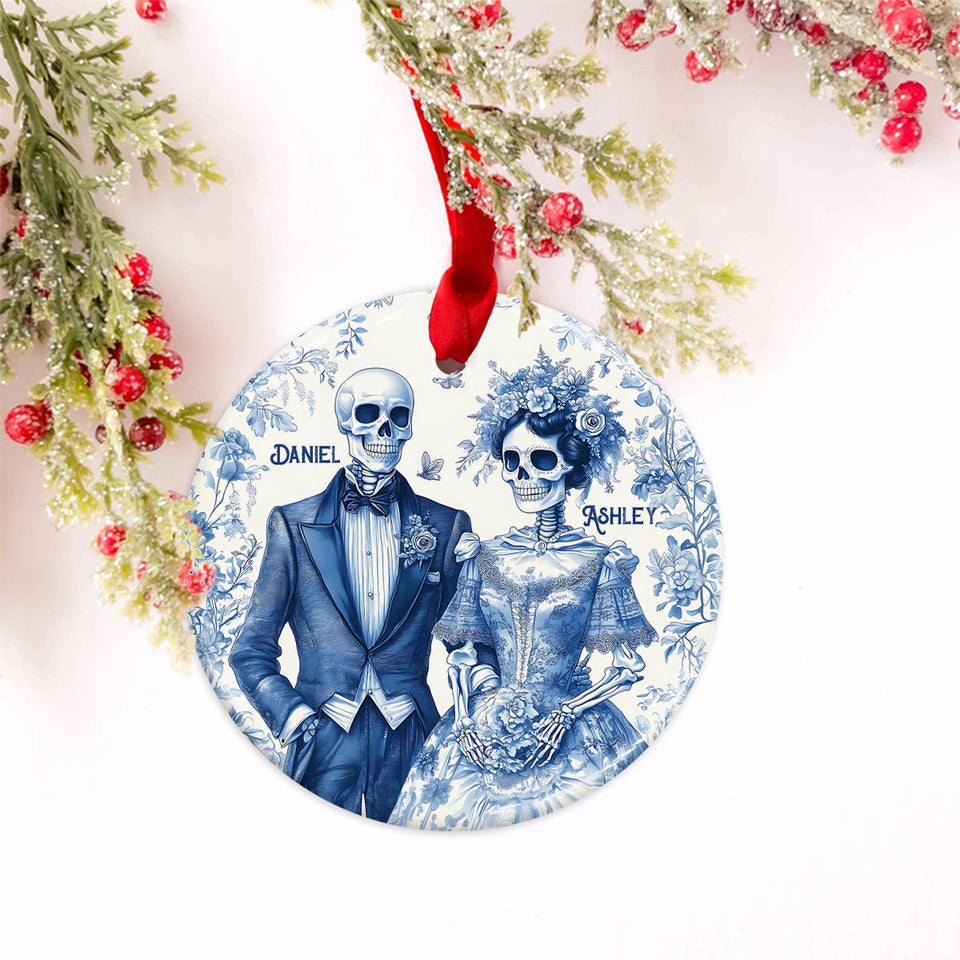 Until Death Do Us Part - Personalized Couple Ceramic Circle Ornament