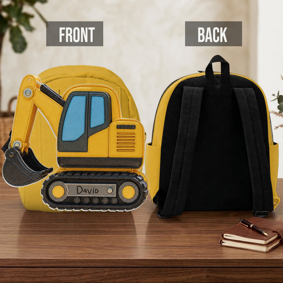 Kids Love Excavator, Unicorn, Capybara, Dinosaur - Personalized Kid Changeable Leather Patch Backpack