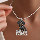 Pet Mom Gift, Dog Lover Gift - Personalized Dog Shaped Metal Pendant Necklace