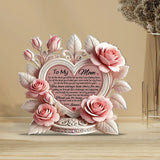 Pink Roses Heart - Personalized Mother Custom Shaped Acrylic Plaque