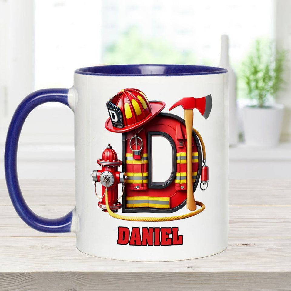 Alphabet Firefighter - Personalized Firefighter Accent Mug