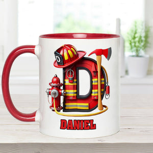 Alphabet Firefighter - Personalized Firefighter Accent Mug