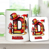 Alphabet Firefighter - Personalized Firefighter Accent Mug